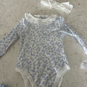 Little Me Blue Floral Bodysuit
